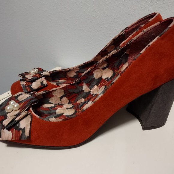 Ruby Shoo ModCloth bow printed Mid heels - Picture 1 of 4